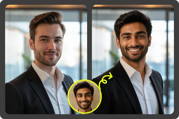 Before and after — professional portrait transformation